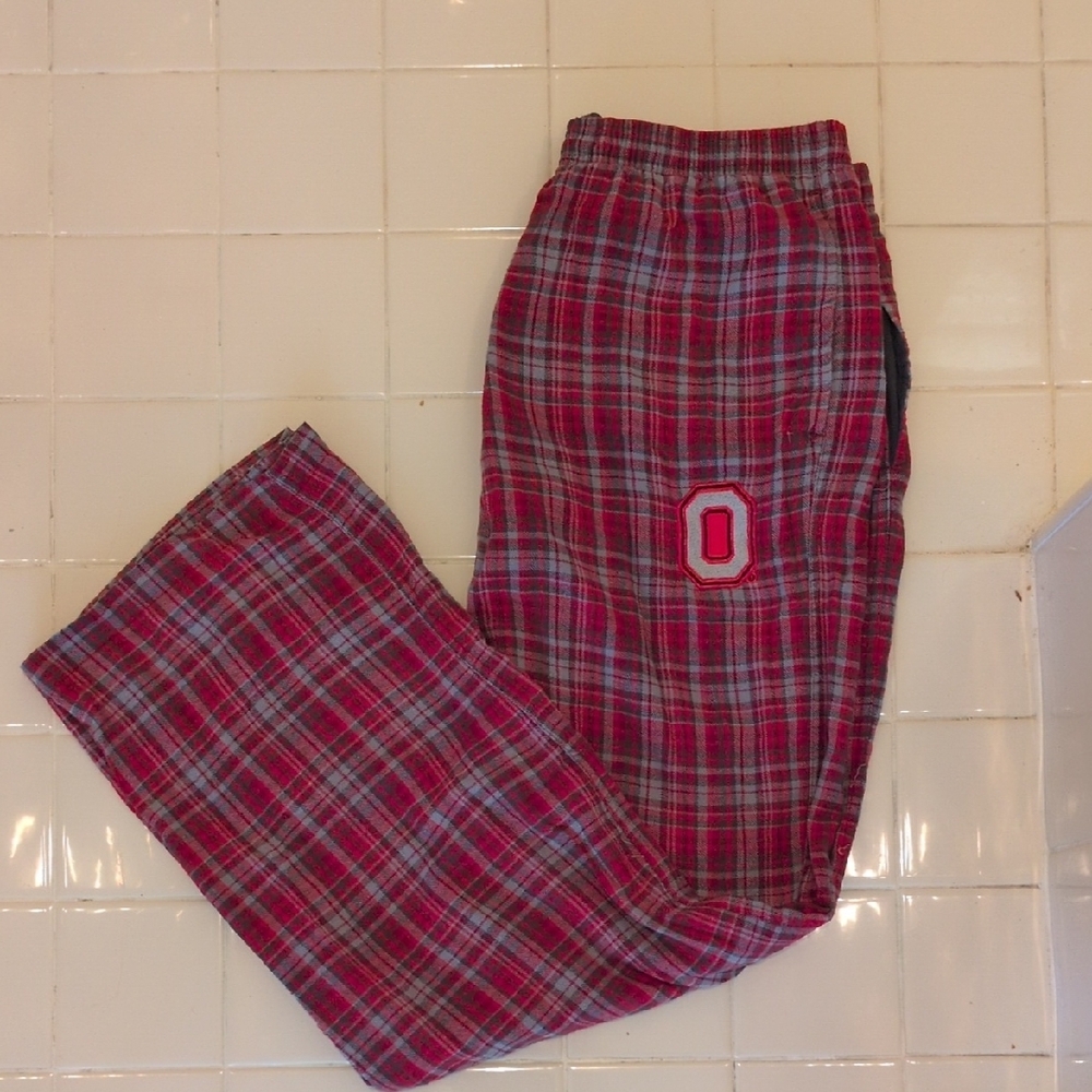 Ohio State Men's Plaid Pajamas - Red and Gray